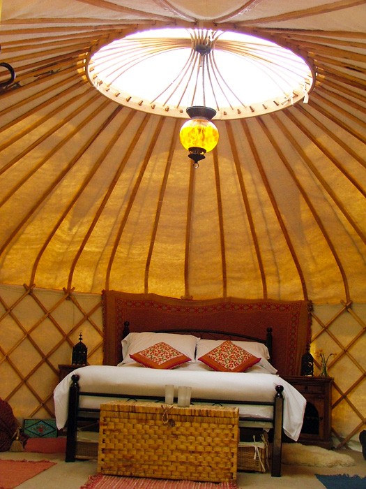 2. yurt by the stream - showing clear roof crown
